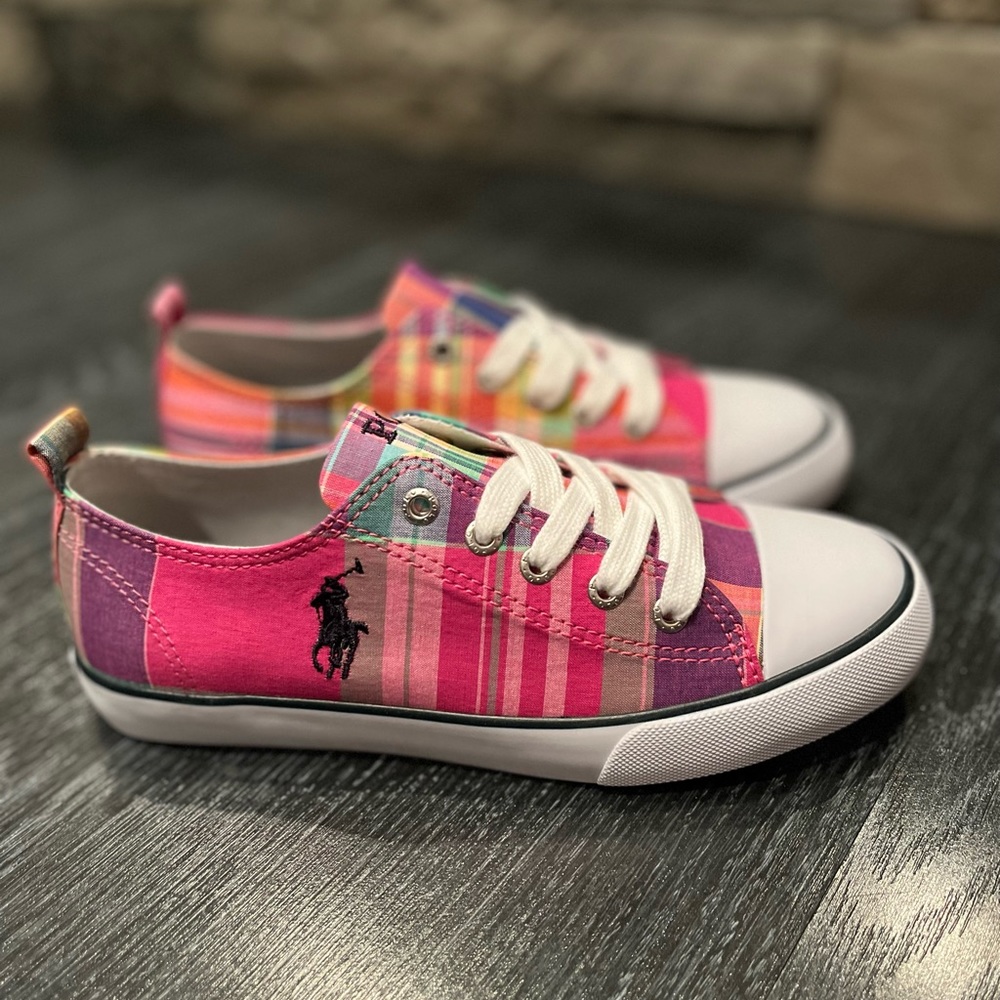 Polo Ralph Lauren Harbour Low pink Shoes Sneakers new GS Youth Girls Size 3 - Picture 2 of 13